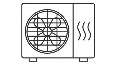Wärmepumpe für moderne Heizungsplanung Icon einer Wärmepumpe als Symbol für Heizungsplanung, Heiztechnik und energieeffiziente Gebäudetechnik