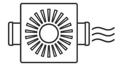 Lüftungsplanung für effiziente Raumlufttechnik Icon einer Lüftungsanlage mit Luftauslass als Symbol für Lüftungsplanung, Klimatechnik und Raumlufttechnik